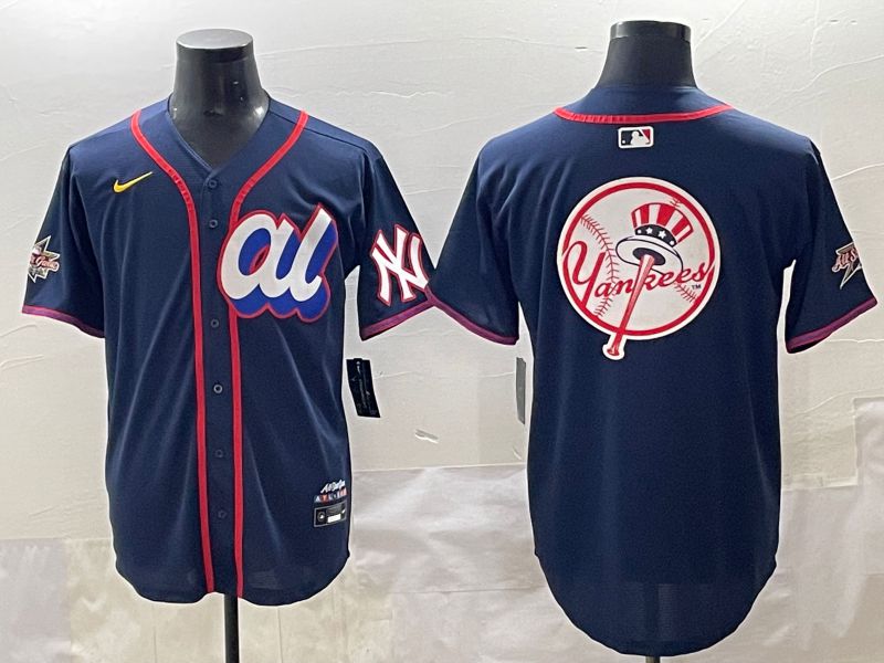Men 2025 New York Yankees Blank Drak Blue All star Blank Blue Nike MLB Jersey style 16->new york yankees->MLB Jersey